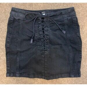 BDG Urban Outfitters Skirt Womens S Mini Lace Up Black Pre-Washed Denim Y2K